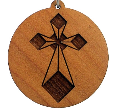 Diamond Cross Wood Pendant