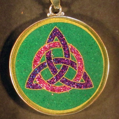 Celtic Trinity malachite 02 Gemstone Pendant